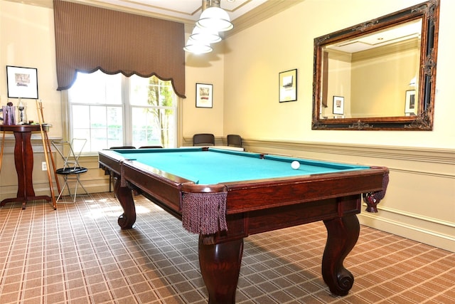30 N De Baun Ave N Unit 208, Suffern, NY 10901 - playroom featuring crown molding, billiards, and wainscoting