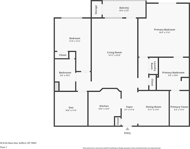 30 N De Baun Ave N Unit 208, Suffern, NY 10901 - view of room layout