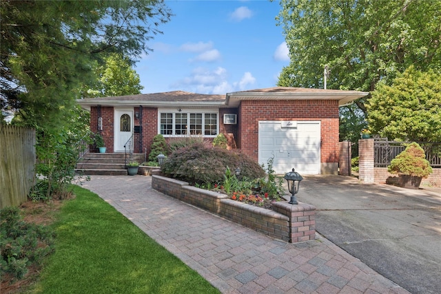 6 Grey Rock Ct, Bethpage, NY 11714 - ranch-style home with concrete driveway, an attached garage, and brick siding