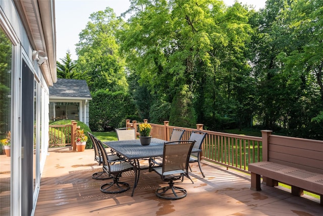 64 Highland Ave, Roslyn, NY 11576 - wooden deck with outdoor dining area