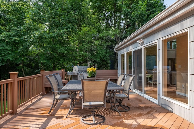 64 Highland Ave, Roslyn, NY 11576 - wooden deck with outdoor dining space and grilling area