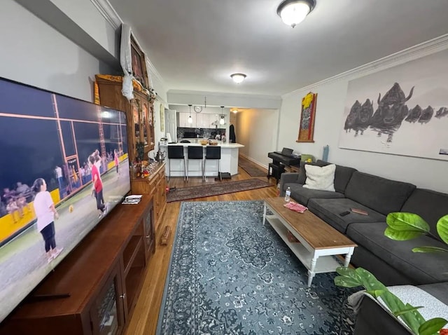65-39 108th St Unit E6, Forest Hills, NY 11375 - living area featuring wood finished floors and ornamental molding