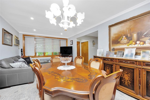 2616 Brown St, Brooklyn, NY 11235 - dining area featuring a chandelier, ornamental molding, and recessed lighting