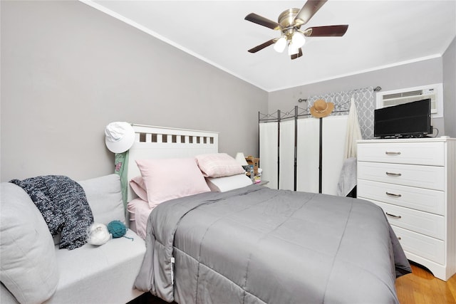 2616 Brown St, Brooklyn, NY 11235 - bedroom featuring ornamental molding, wood finished floors, and ceiling fan