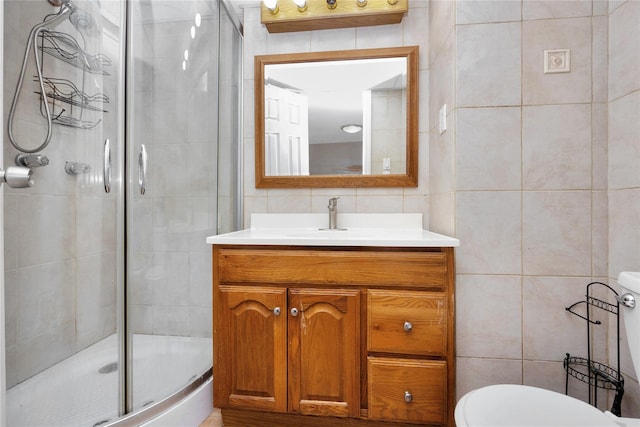 2616 Brown St, Brooklyn, NY 11235 - full bath with tile walls, vanity, and a shower stall