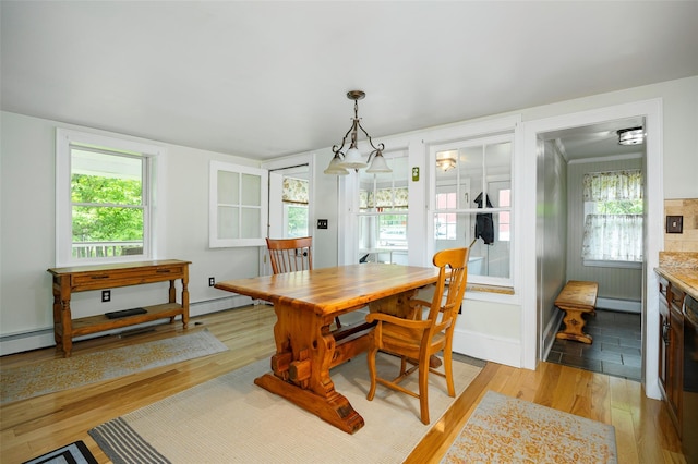 591 Hillside Lake Rd, Wappingers Falls, NY 12590 - dining area with light wood-type flooring and baseboard heating