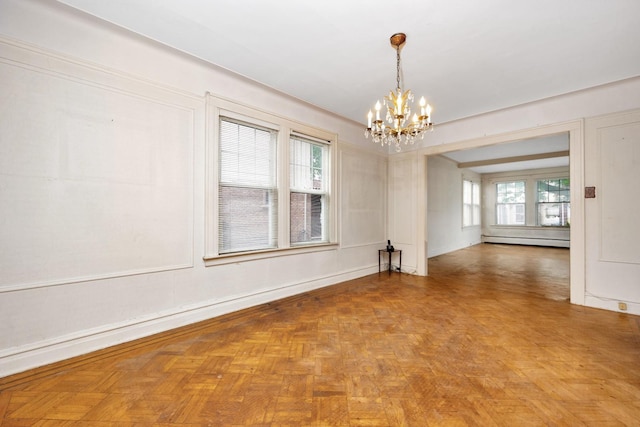 88-11 79th Ave, Glendale, NY 11385 - empty room with a chandelier and a baseboard radiator