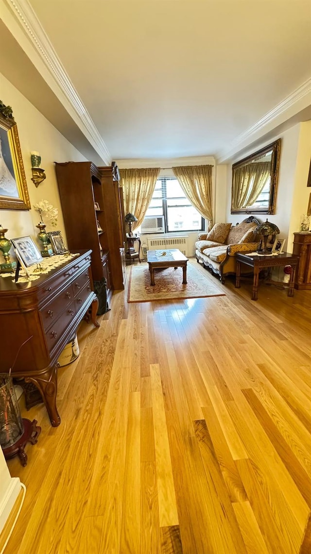 99-05 63rd Dr Unit 11Aa, Rego Park, NY 11374 - living room featuring light wood-style flooring and ornamental molding