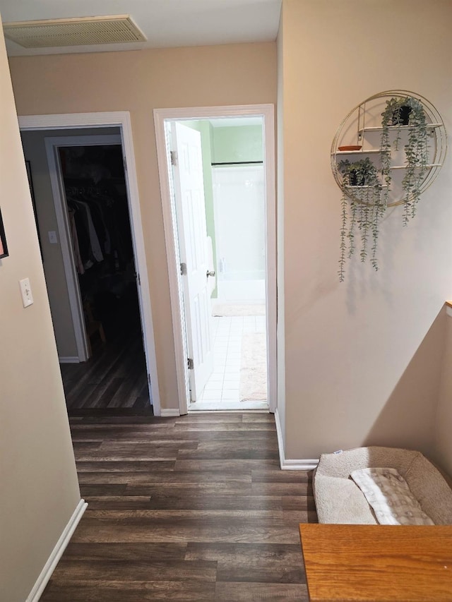 7 Shady Ln Unit 1, Central Islip, NY 11722 - hall with dark wood-style floors and baseboards