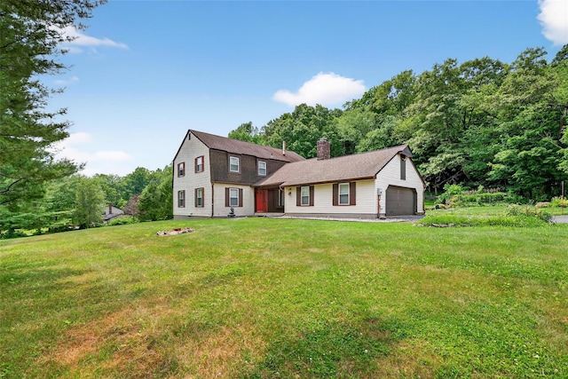 4 Debbie Ct, Chester, NY 10918 - dutch colonial featuring a chimney, a front yard, a gambrel roof, and roof with shingles