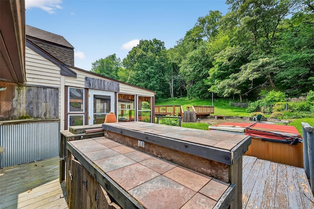 4 Debbie Ct, Chester, NY 10918 - wooden deck with a sunroom