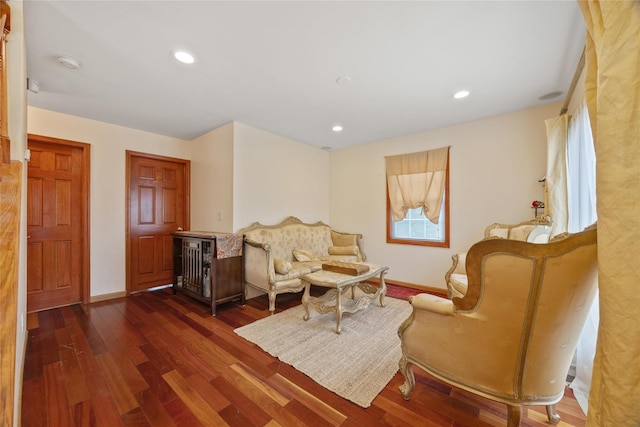 65 Netherwood Dr, Albertson, NY 11507 - sitting room featuring dark wood-style flooring and recessed lighting