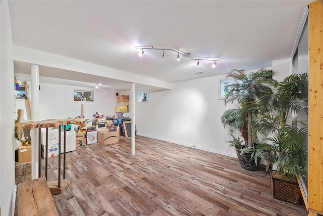 65 Netherwood Dr, Albertson, NY 11507 - finished below grade area with wood finished floors and track lighting