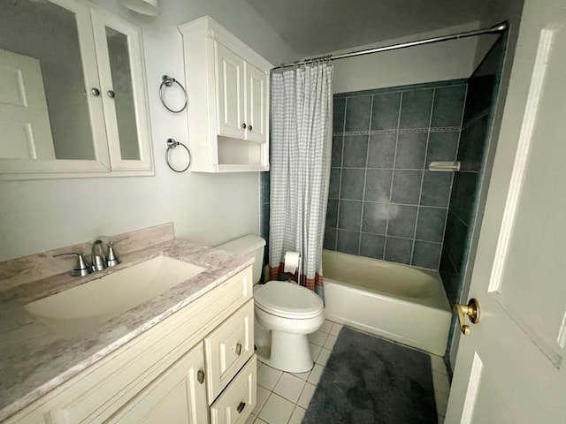42D Trent Ct Unit 42D, Ridge, NY 11961 - bathroom featuring vanity, tile patterned flooring, and shower / tub combo with curtain