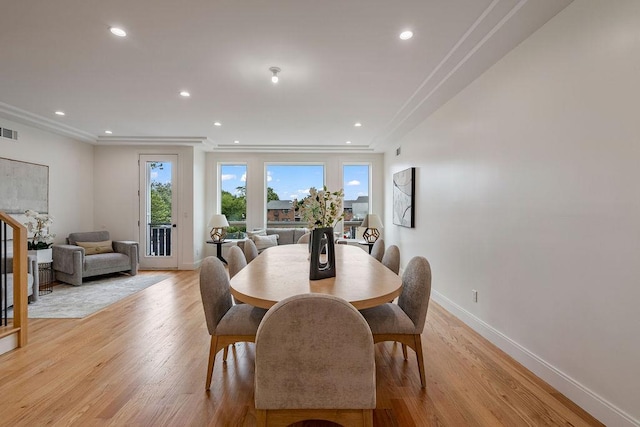 17 Union Rd Unit 208, Spring Valley, NY 10977 - dining area with light wood-style floors, crown molding, and recessed lighting