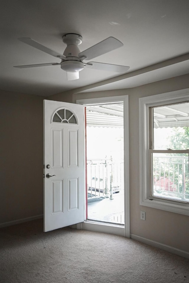8620 130th St, Richmond Hill, NY 11418 - carpeted foyer entrance featuring ceiling fan and baseboards