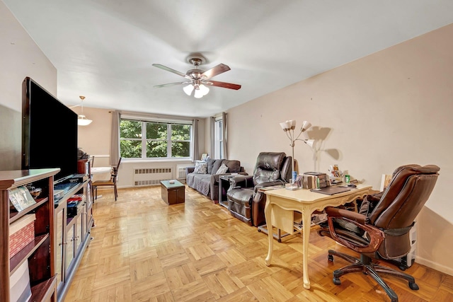 98 Dehaven Dr Unit 1F, Yonkers, NY 10703 - office space featuring radiator heating unit and a ceiling fan