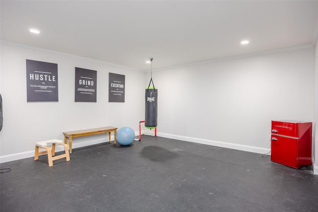 7 Long View Dr, Wading River, NY 11792 - workout room with crown molding and recessed lighting