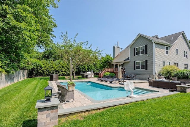7 Long View Dr, Wading River, NY 11792 - view of pool featuring a patio, a fenced backyard, a deck, and an outdoor living space