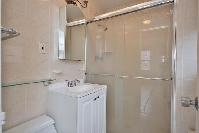 10 Lake St Unit 4E, White Plains, NY 10603 - full bath with tile walls, a shower stall, and vanity