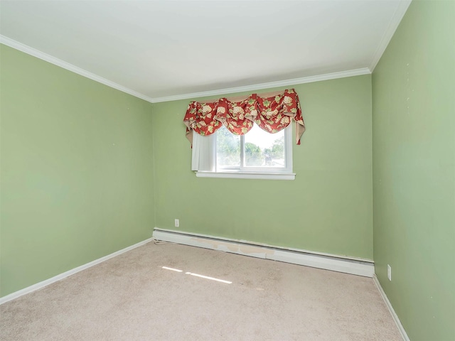 1 Barry Dr, Glen Cove, NY 11542 - carpeted empty room featuring baseboard heating and ornamental molding