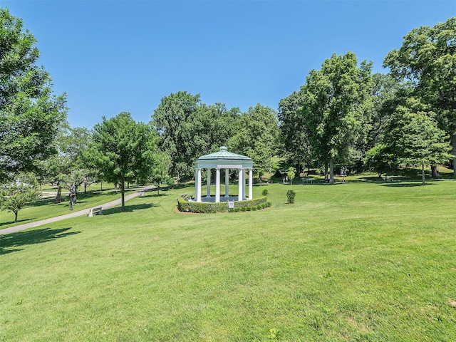 1 Barry Dr, Glen Cove, NY 11542 - view of grassy yard with a gazebo and view of scattered trees