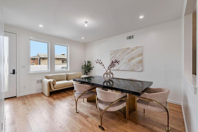 17 Union Rd Unit 108, Spring Valley, NY 10977 - dining area featuring light wood-style floors, recessed lighting, and radiator heating unit