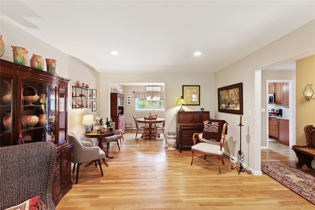 1 Hawthorne Ct, North Salem, NY 10560 - living area with light wood-style floors, recessed lighting, and a chandelier