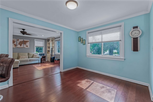 72 Harris Ave, Hewlett, NY 11557 - living area featuring hardwood / wood-style flooring and ornamental molding