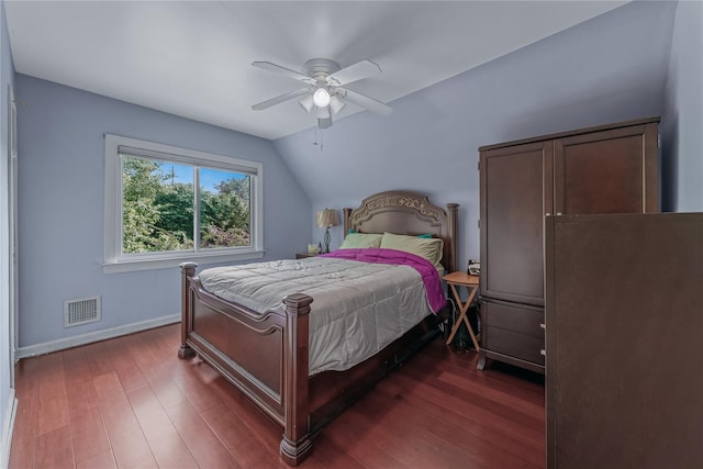 72 Harris Ave, Hewlett, NY 11557 - bedroom featuring wood finished floors, lofted ceiling, and a ceiling fan