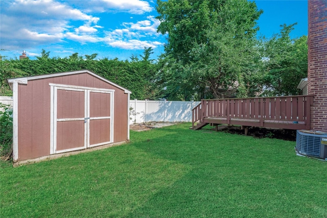 72 Harris Ave, Hewlett, NY 11557 - view of yard with a storage shed and a wooden deck