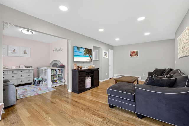129 Main St Unit D12, Cornwall, NY 12518 - living area featuring light wood-style floors and recessed lighting