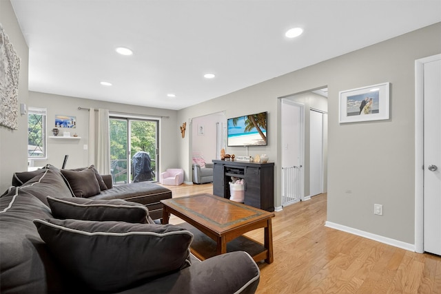 129 Main St Unit D12, Cornwall, NY 12518 - living room featuring light wood-style flooring and recessed lighting
