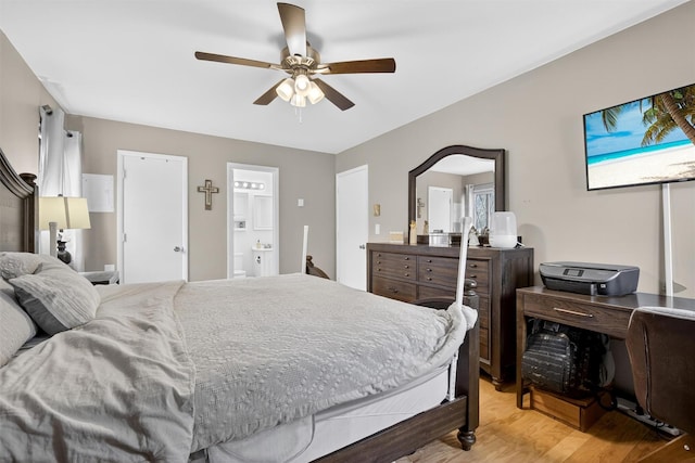 129 Main St Unit D12, Cornwall, NY 12518 - bedroom featuring light wood-style floors, a ceiling fan, and ensuite bathroom
