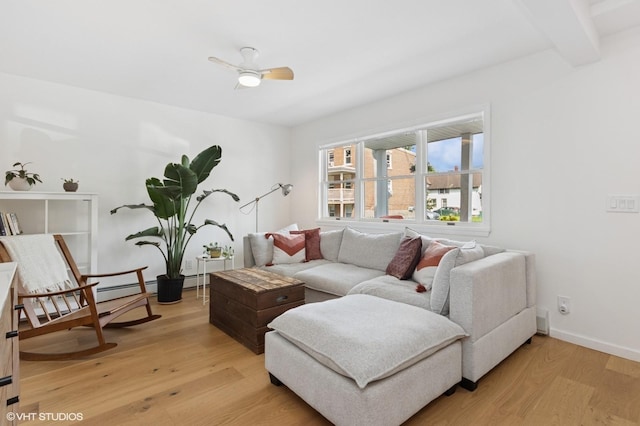 50 N Chestnut St, Beacon, NY 12508 - living room featuring light wood-style floors and a ceiling fan