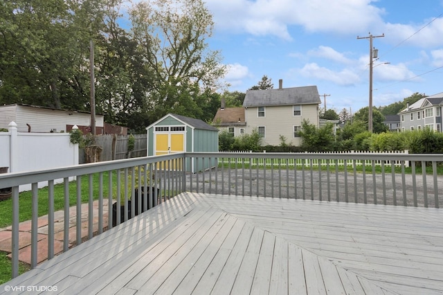 50 N Chestnut St, Beacon, NY 12508 - wooden deck featuring a shed, a fenced backyard, and a residential view