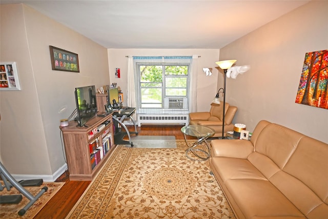 221 Middle Neck Rd Unit I-3, Great Neck, NY 11021 - living area with wood finished floors, radiator, and cooling unit