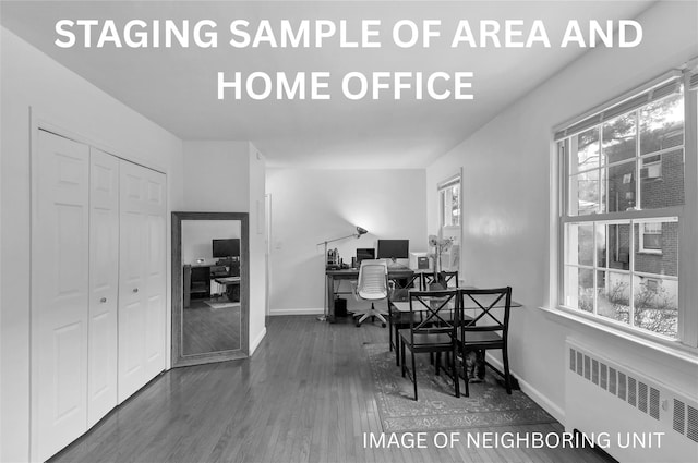 182 Pinewood Rd Unit 28, Hartsdale, NY 10530 - home office with radiator heating unit, plenty of natural light, and wood finished floors