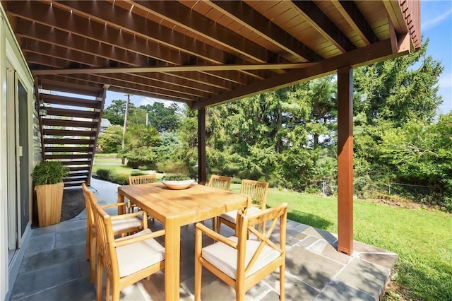 52 Broadway, Piermont, NY 10968 - view of patio featuring outdoor dining space and view of wooded area