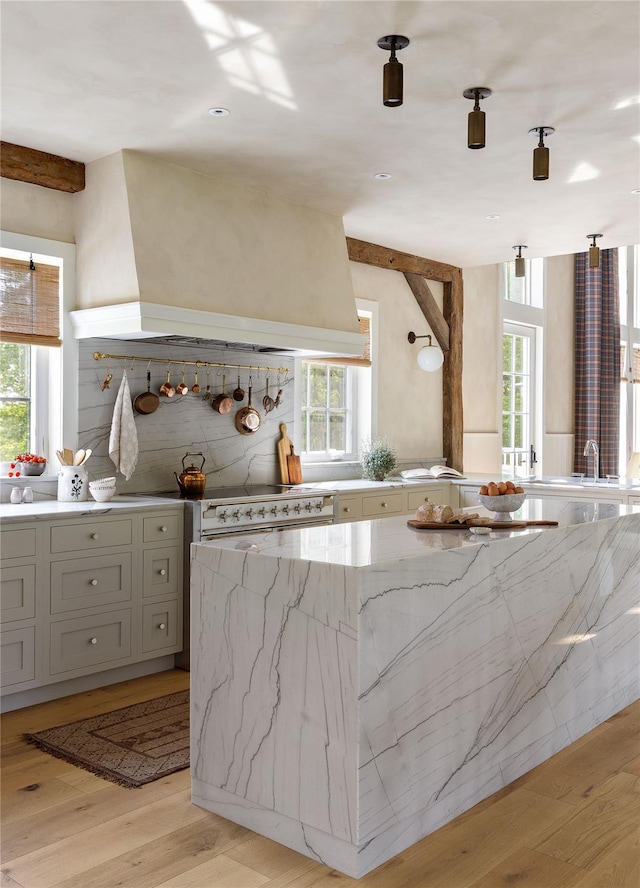 1174 Potter Mountain Rd, Gilboa, NY 12076 - kitchen with light wood-style flooring, healthy amount of natural light, and light stone counters