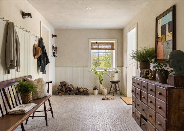 1174 Potter Mountain Rd, Gilboa, NY 12076 - living area featuring a wainscoted wall