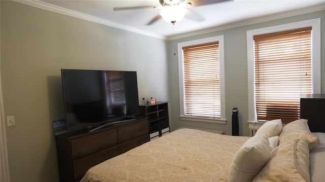 445 Gramatan Ave Unit Hc2, Mount Vernon, NY 10552 - bedroom featuring ornamental molding and ceiling fan
