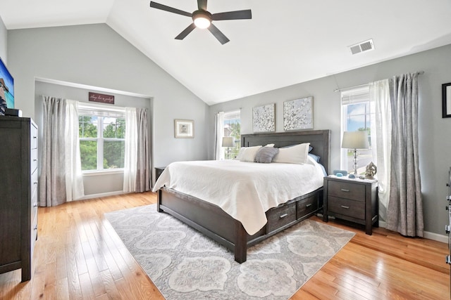 2602 Hawthorn Way, New Windsor, NY 12553 - bedroom with multiple windows, light wood finished floors, ceiling fan, and high vaulted ceiling