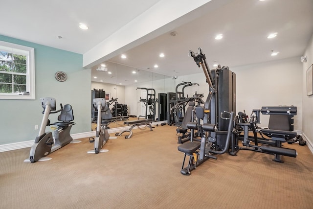 2602 Hawthorn Way, New Windsor, NY 12553 - workout area with carpet and recessed lighting