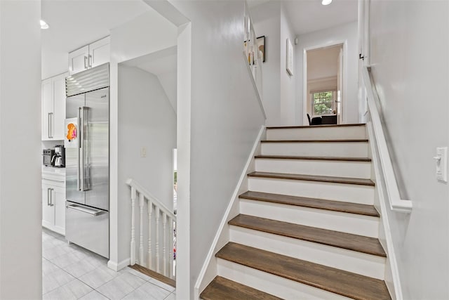 8 Sylvan Ln, Scarsdale, NY 10583 - stairs featuring tile patterned floors and recessed lighting