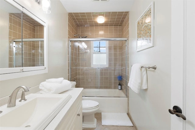 8 Sylvan Ln, Scarsdale, NY 10583 - full bathroom with vanity, shower / bath combination with glass door, and tile patterned flooring