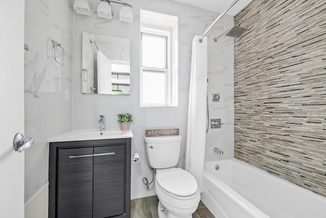 83-33 Austin St Unit 2C, Kew Gardens, NY 11415 - full bath featuring vanity, shower / bathtub combination with curtain, and wood finished floors