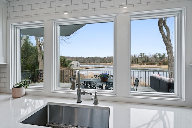 8 Pippin Ln, Lloyd Harbor, NY 11743 - kitchen view of a sink and nearby water