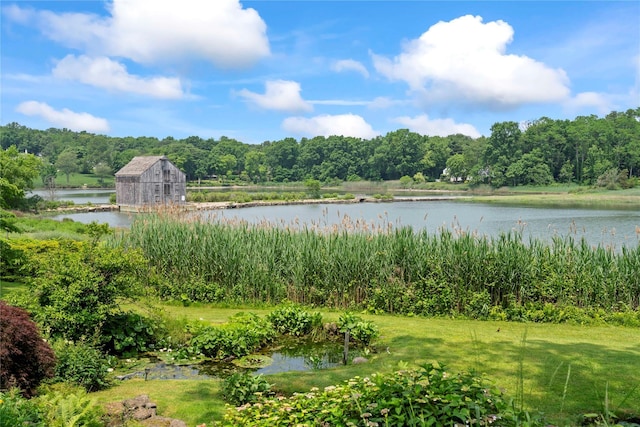 8 Pippin Ln, Lloyd Harbor, NY 11743 - water view with a barn and a forest