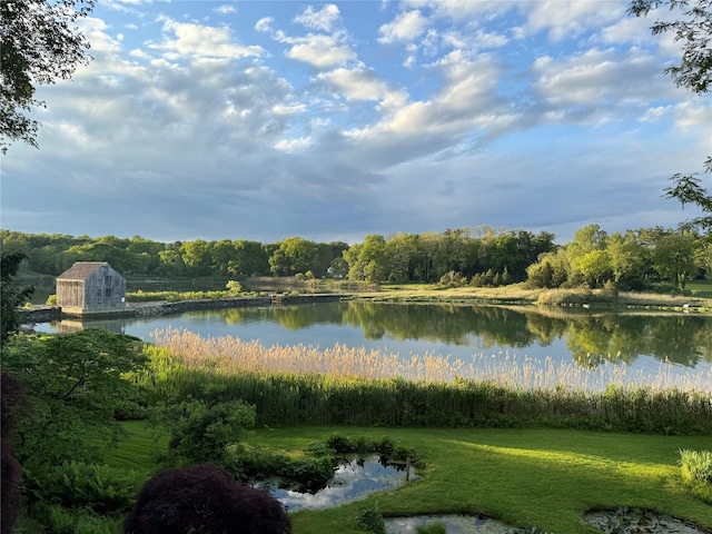 8 Pippin Ln, Lloyd Harbor, NY 11743 - water view featuring a heavily wooded area